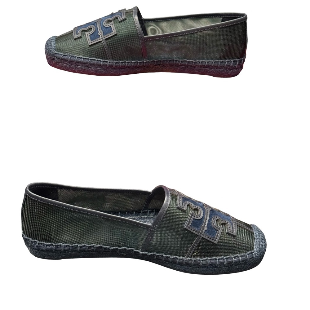 Tory Burch Ines Espadrille Loafers Womens Size 6 Navy Malachite Slip On Flats - Picture 3 of 8